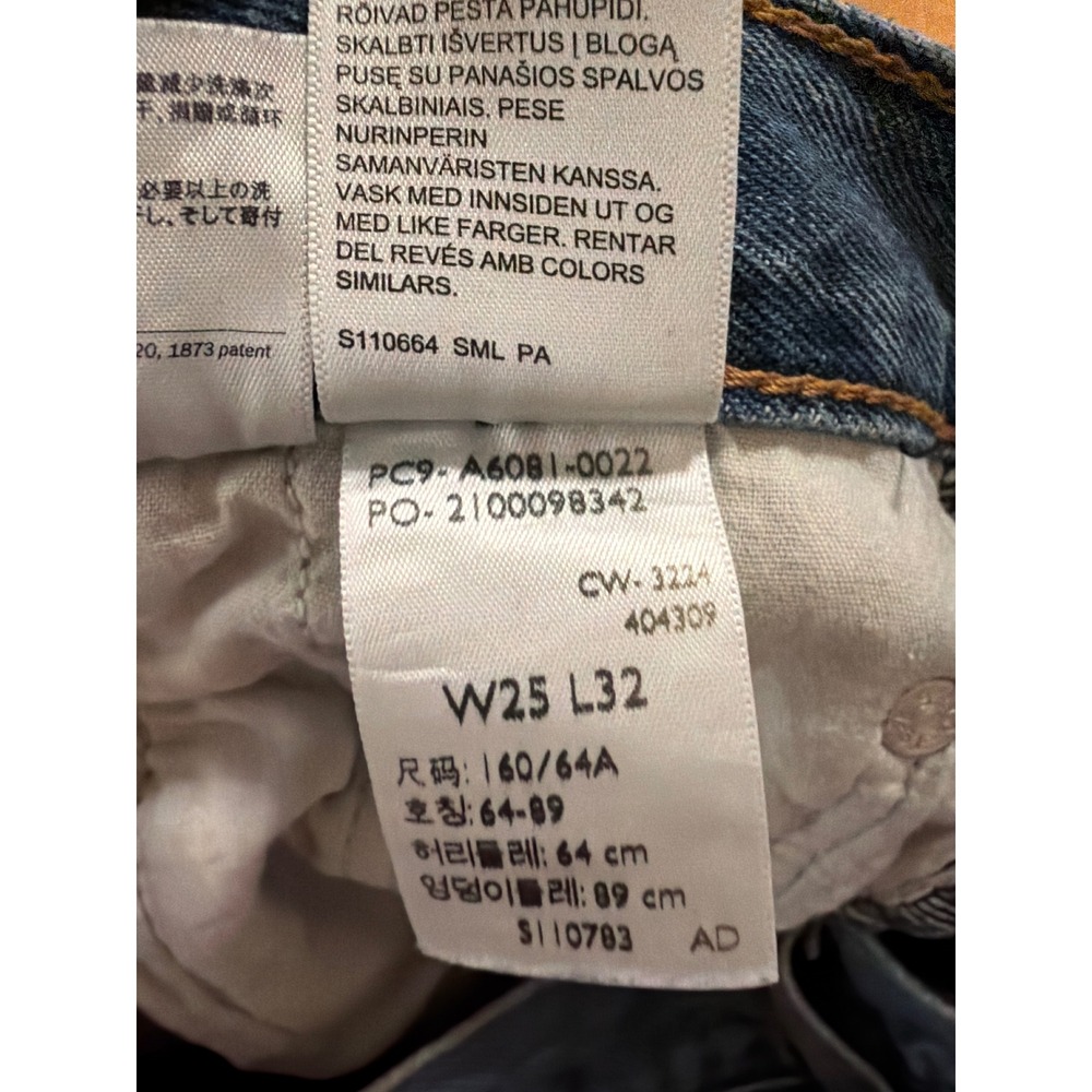 Levis Ribcage Wide Leg High Rise Blue Denim Jeans W25 L32 A6081-0022 - Picture 7 of 7